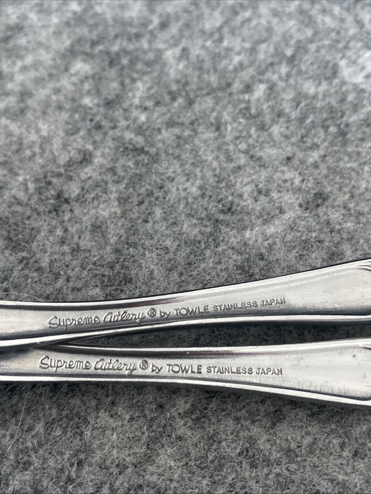 3 TOWLE/SUPREME CUTLERY STAINLESS FLATWARE, "PIERRE" PATTERN DINNER FORKS