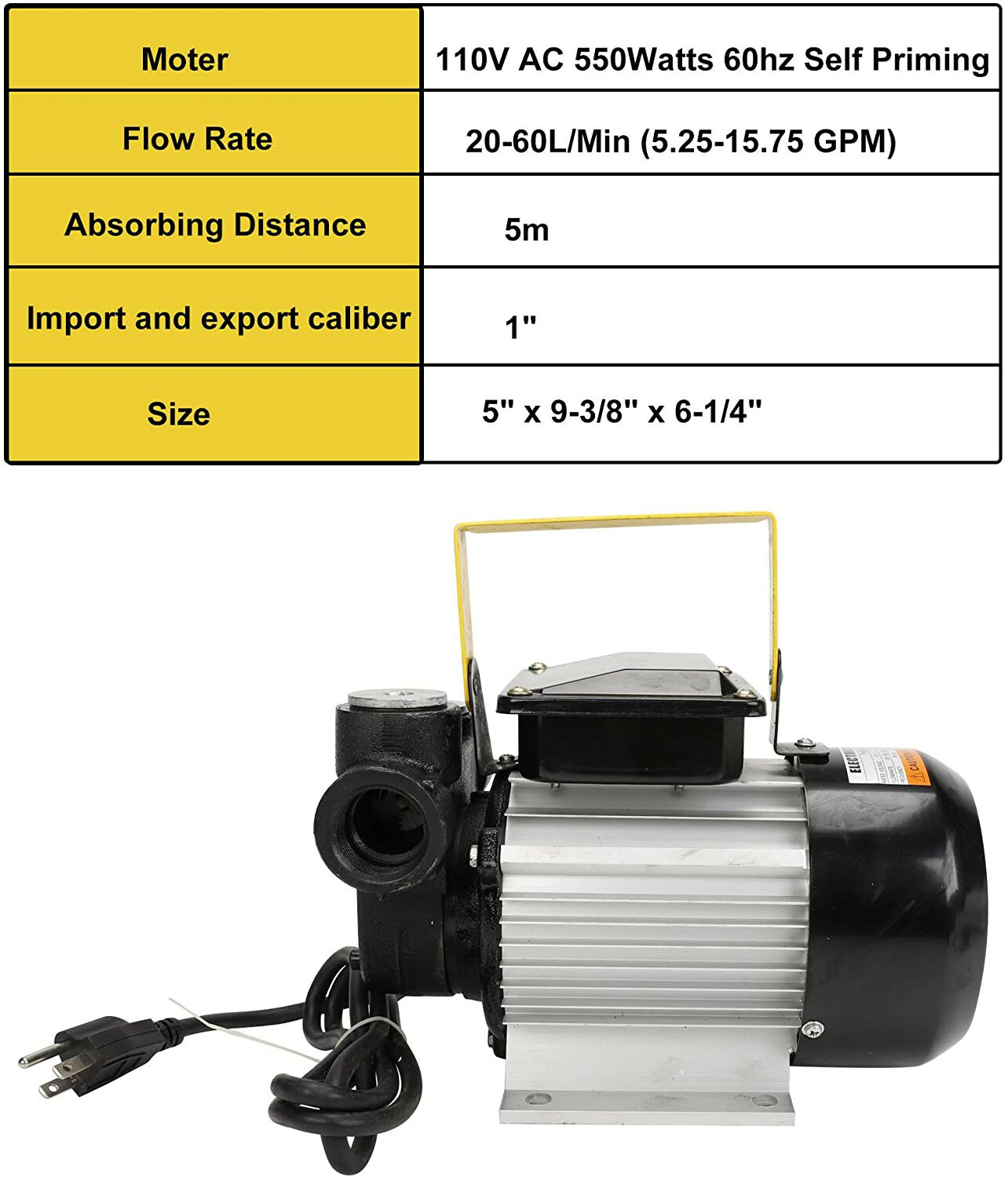 Self Prime Oil Transfer Pump 110v 16GPM Fuel Diesel Kerosene w/Hose & Nozzle