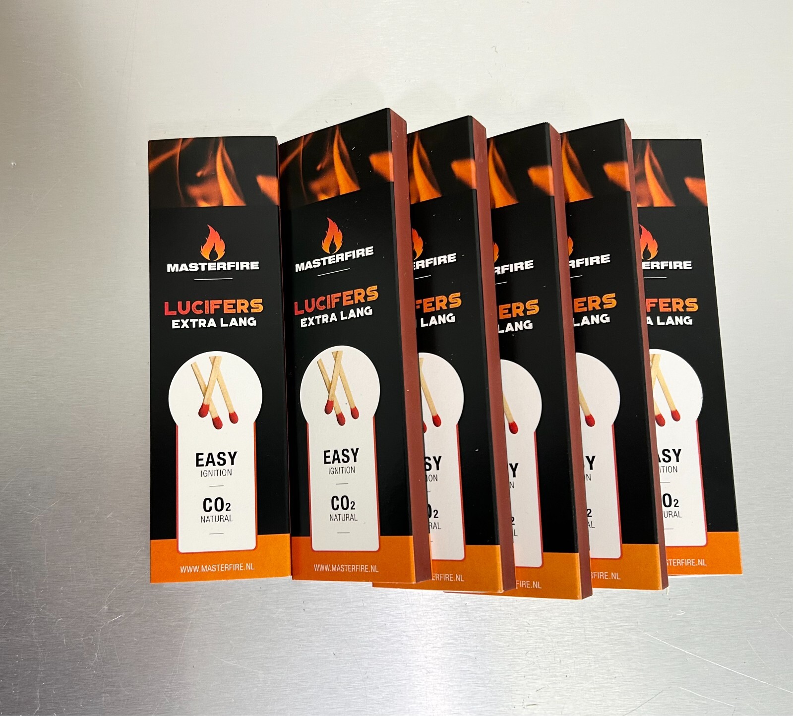 Lot of 6 Long Premium Fireplace Matches 8" Long/Approximately 45 Matches in Box