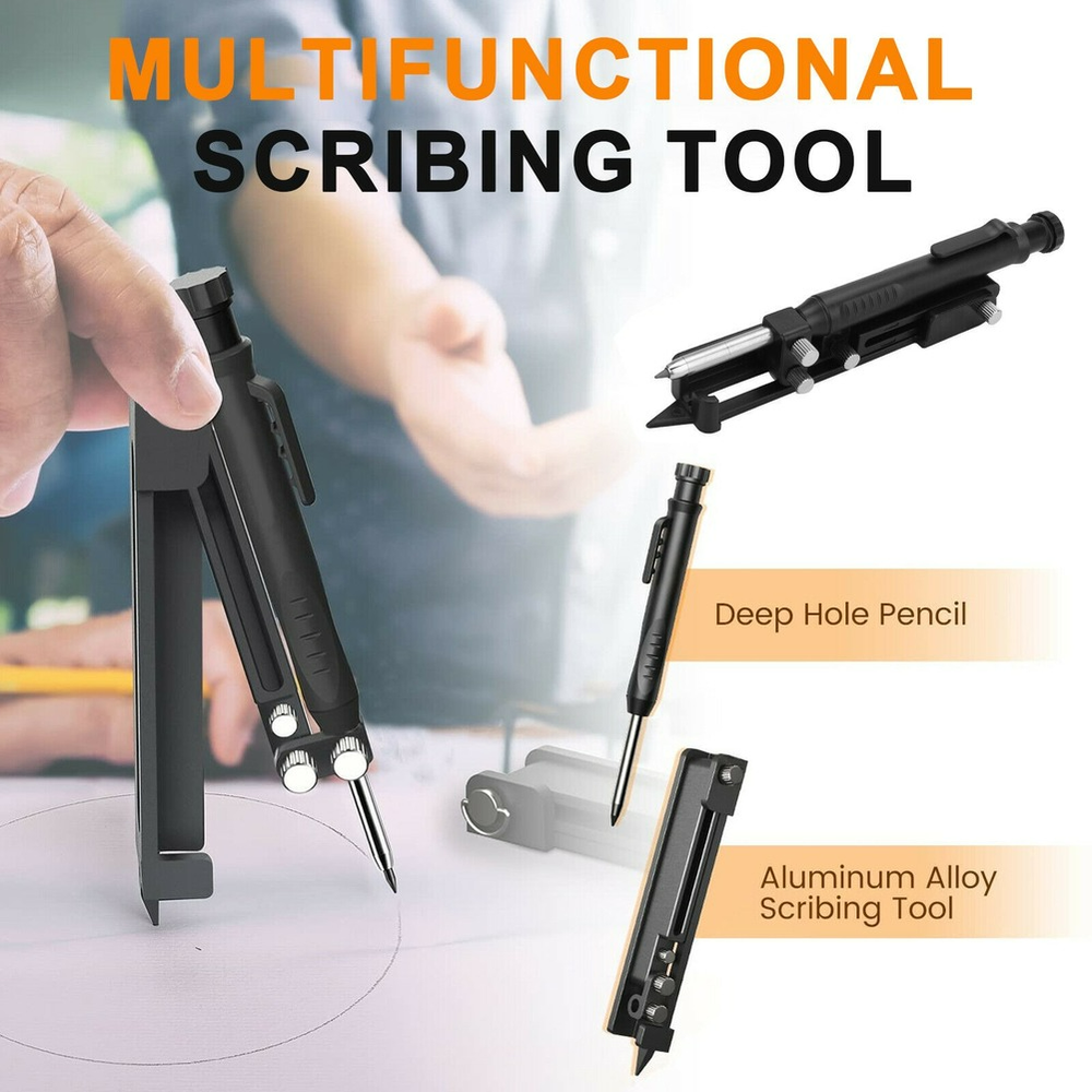 Multifunction Scribing Tool Adjustable Woodworking Measuring Construction Pencil