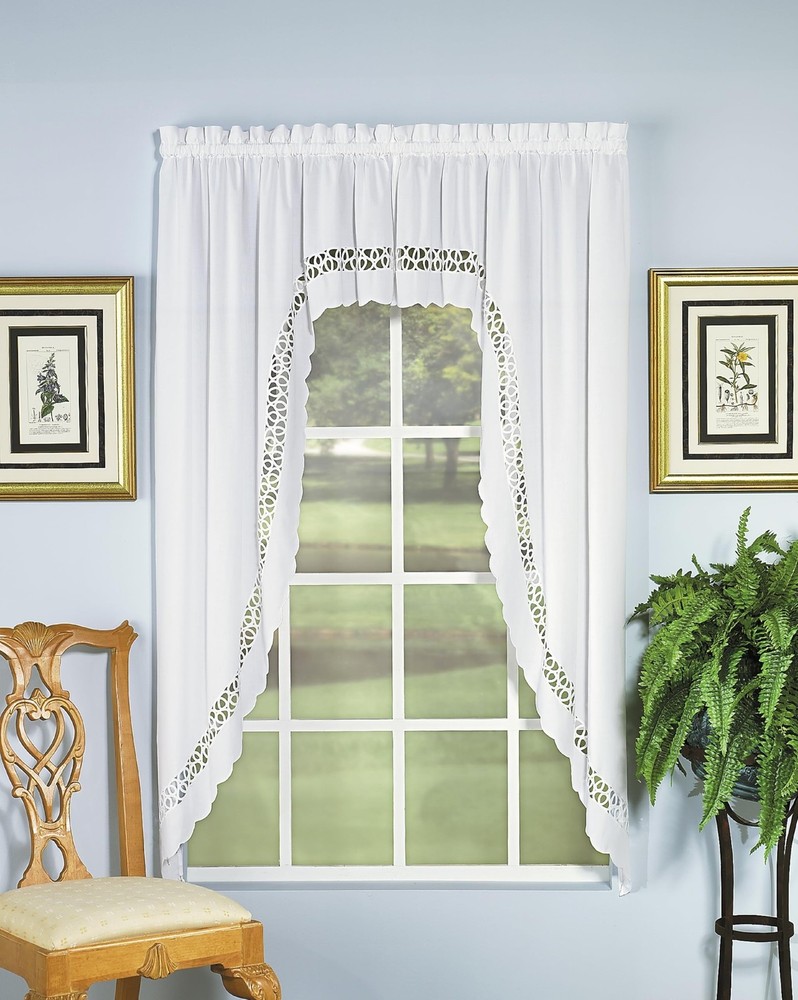 Today's Curtain Hellina Tapework Window Swagger, 63-Inch, White - Hellina CA1...