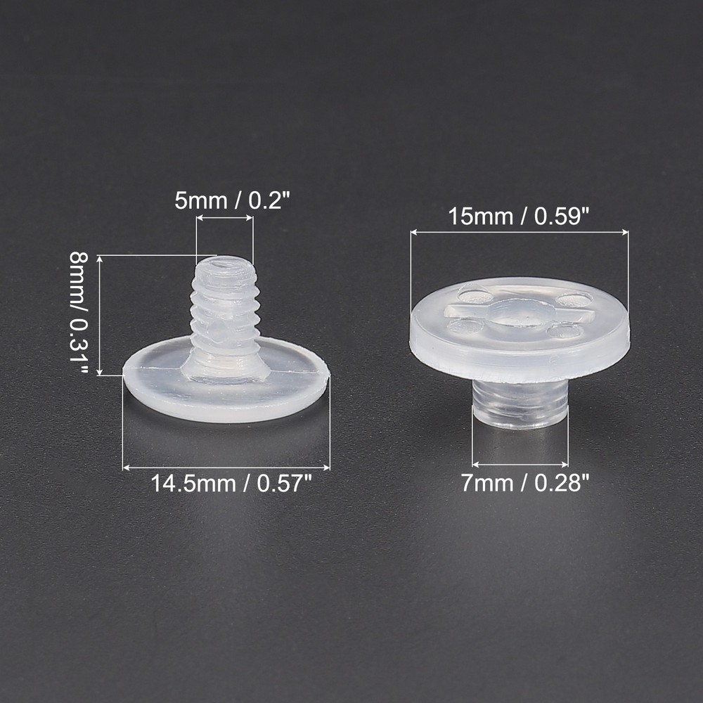 8mm Chicago Screws, 40 Sets Plastic Chicago Screw Binding Post,Clear