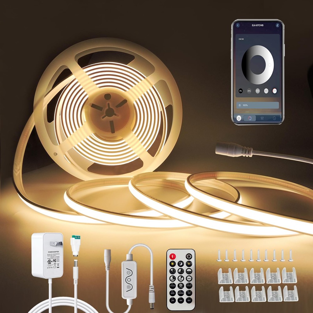 IP67 Waterproof Warm White Dimmable Dotless COB LED Strip Light with Remote &...
