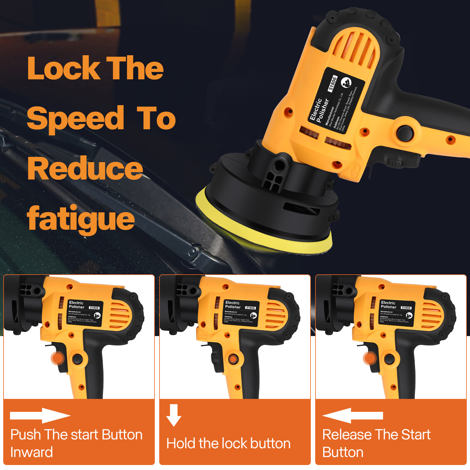 800W Car Polisher Buffer Sander Polishing Machine Kit Waxing with 5" Pad Bonnet