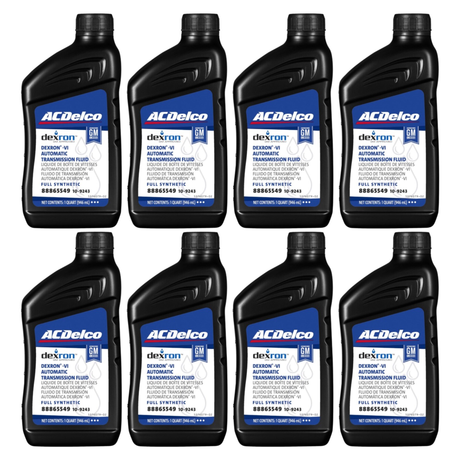 ACDelco 10-9243 (88865549) Dexron VI Full Synthetic ATF - 1 qt (Pack of 8)