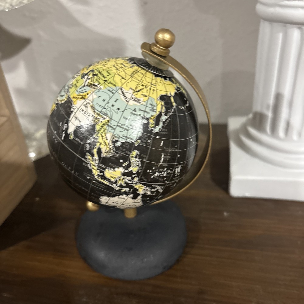 Table Top World Globe Black Decorative Desk Decor Tabletop Display Small 5 Inch