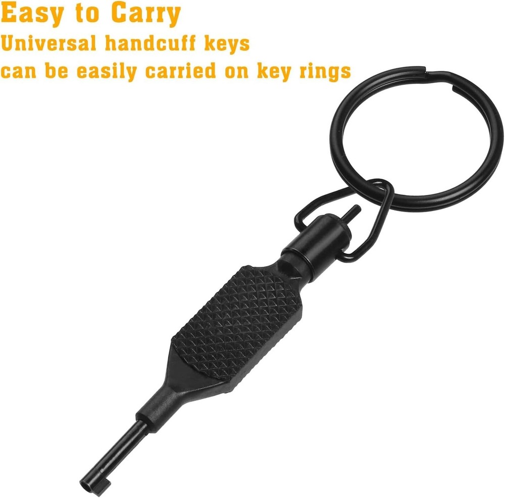 Compact Black Handcuff Key, Knurled Grip & Detachable Keyring for Quick Access