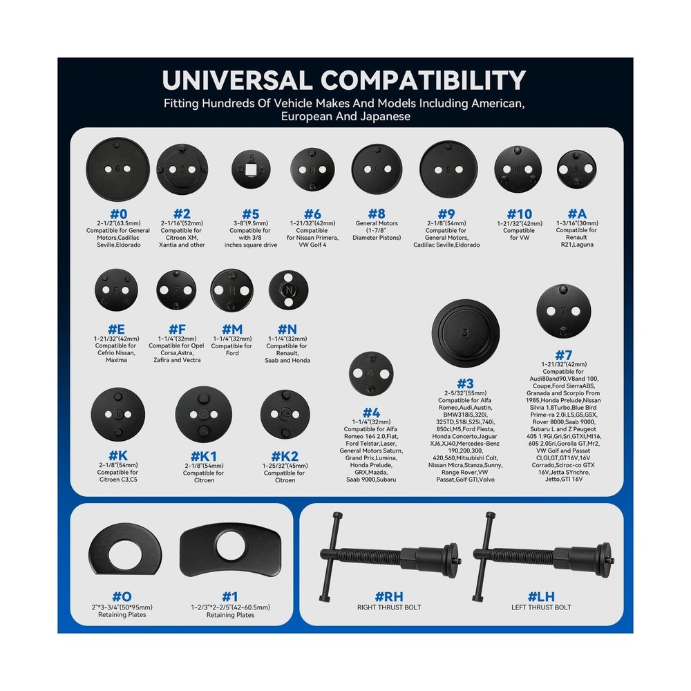 KELIN 22pc Brake Caliper Compression Tool Set, Heavy Duty Brake Piston Compre...