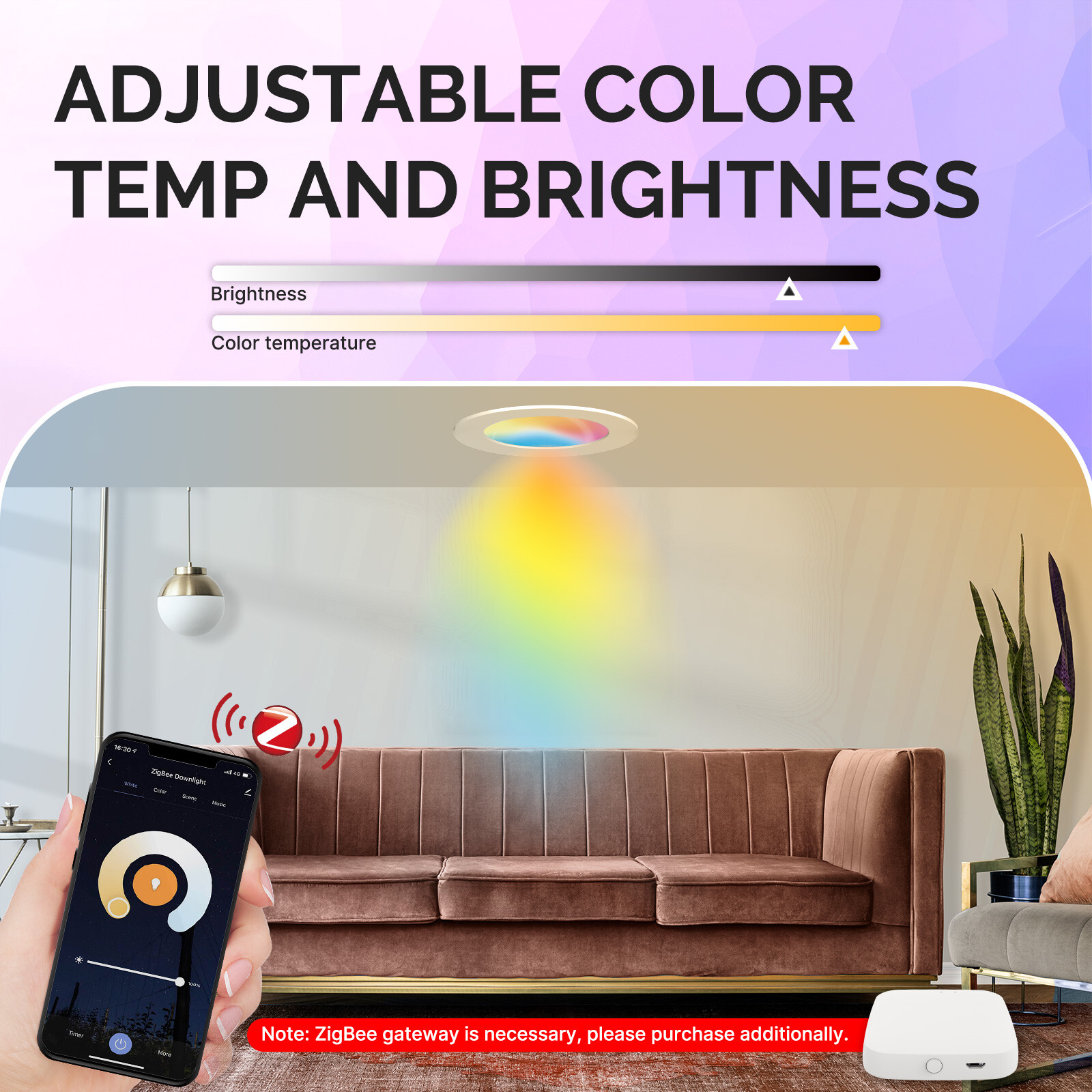 MOES ZigBee Smart LED Downlight Ultrathin Dimmable Spot Bulbs 6W RGB Cool + Warm