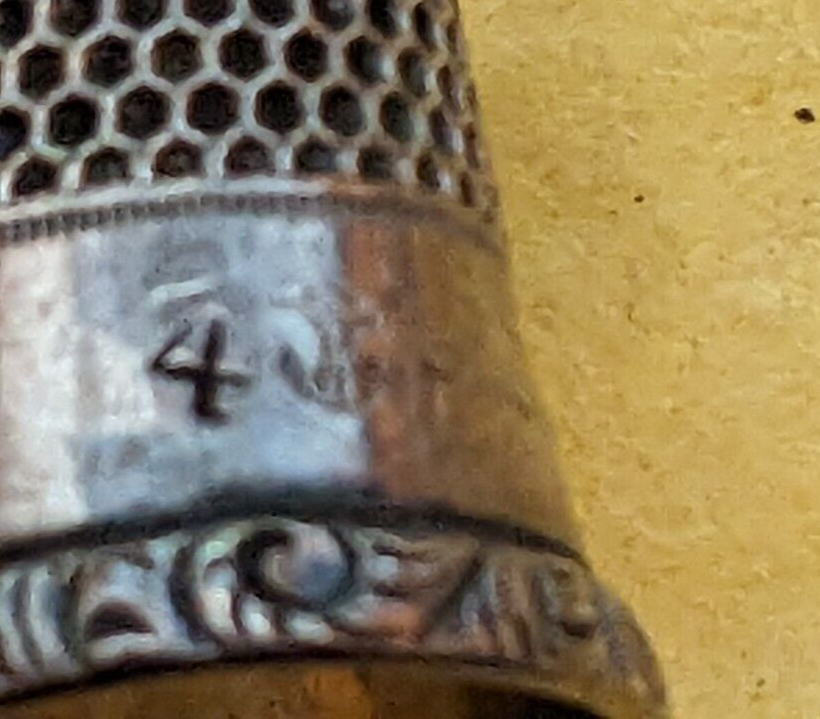 Deeply Engraved Embossed Small Sterling Thimble Size 4 Monogramed