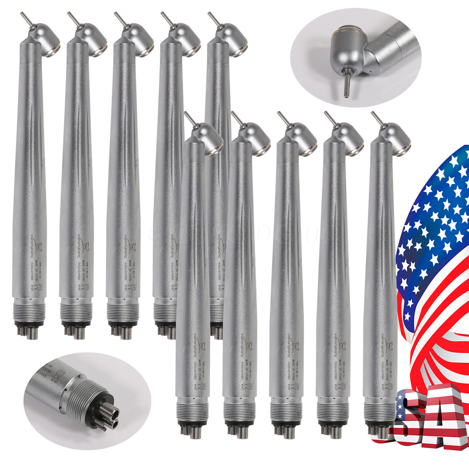 1-10 NSK Style Dental 45 Degree Surgical High Speed Handpiece Push Button 4Hole