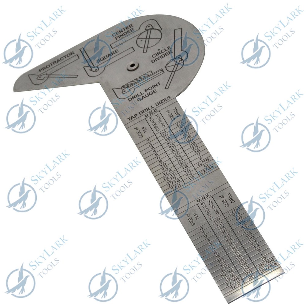 Multi Purpose Protractor Square Rule Center Finder Divider Drill Point Gauge