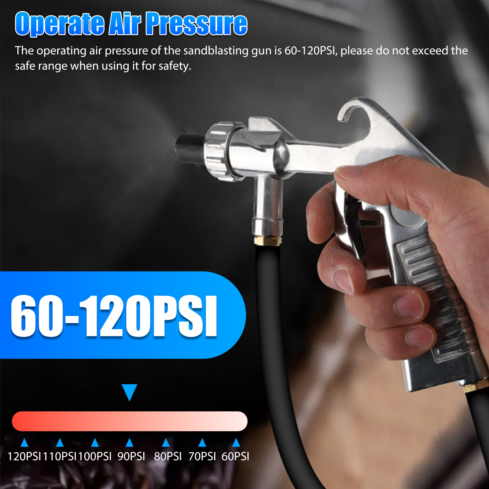 Sandblaster Air Kit Abrasive Sandblasting Gun Sand Blaster with 4 Ceramic Nozzle