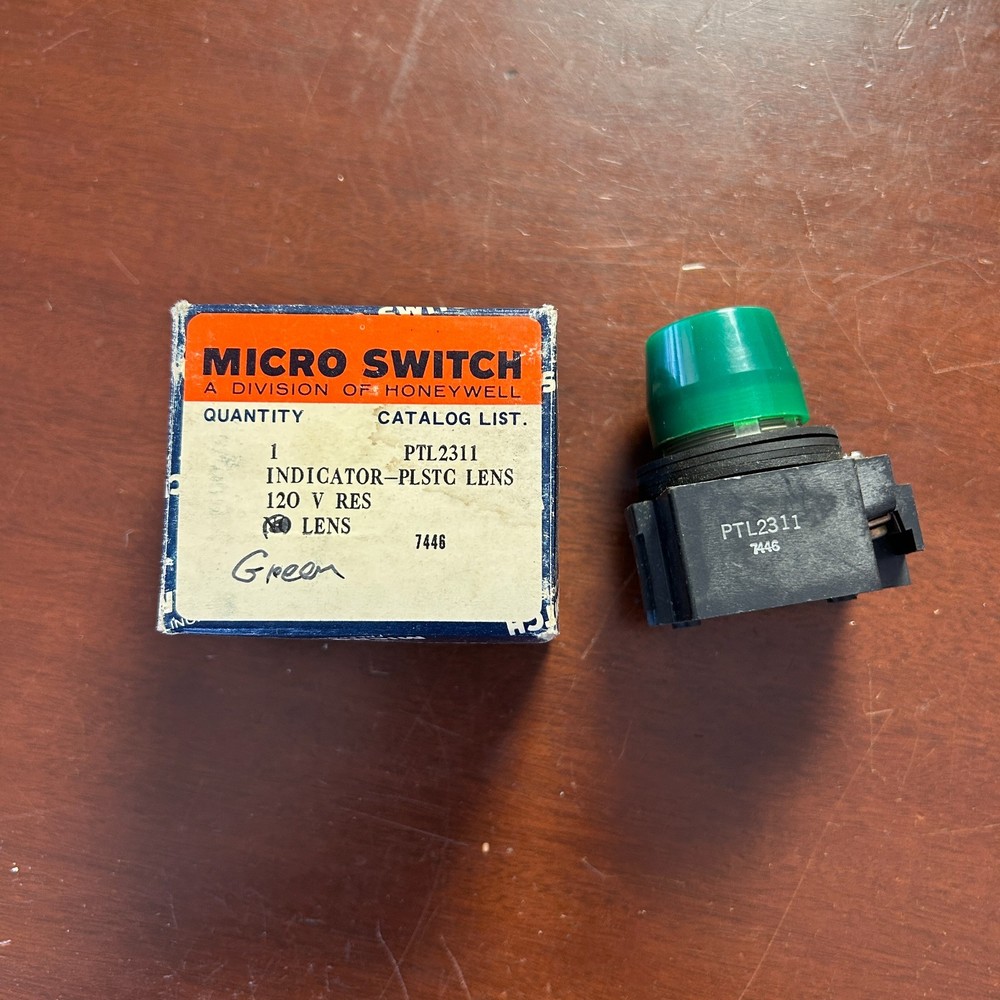 Honeywell Microswitch Micro Switch PTL2311 Pilot Light Indicator 120V Green NOS