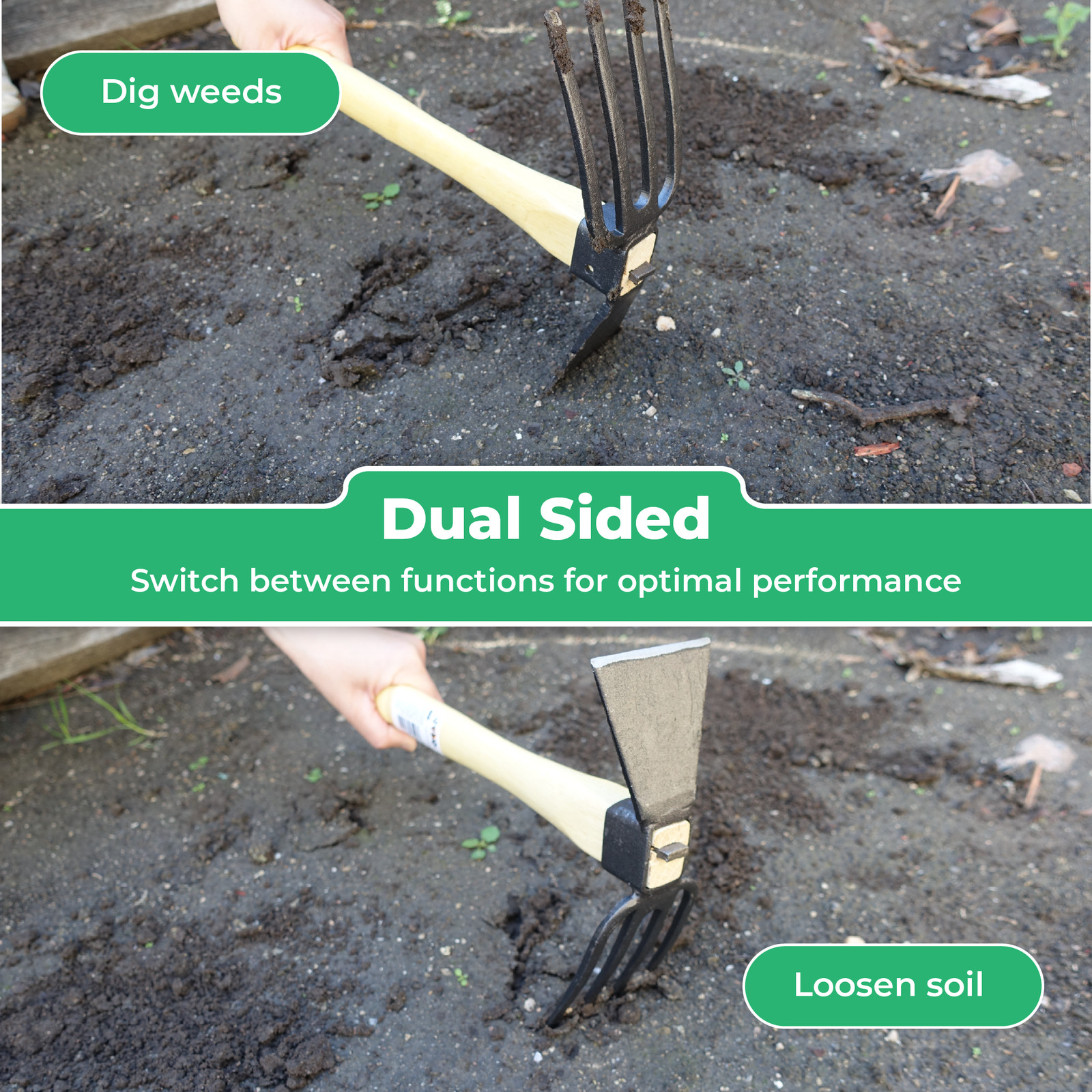 KUISUN Japanese Dual Sided Garden Cultivator – Handcrafted Garden Hoe & Tiller