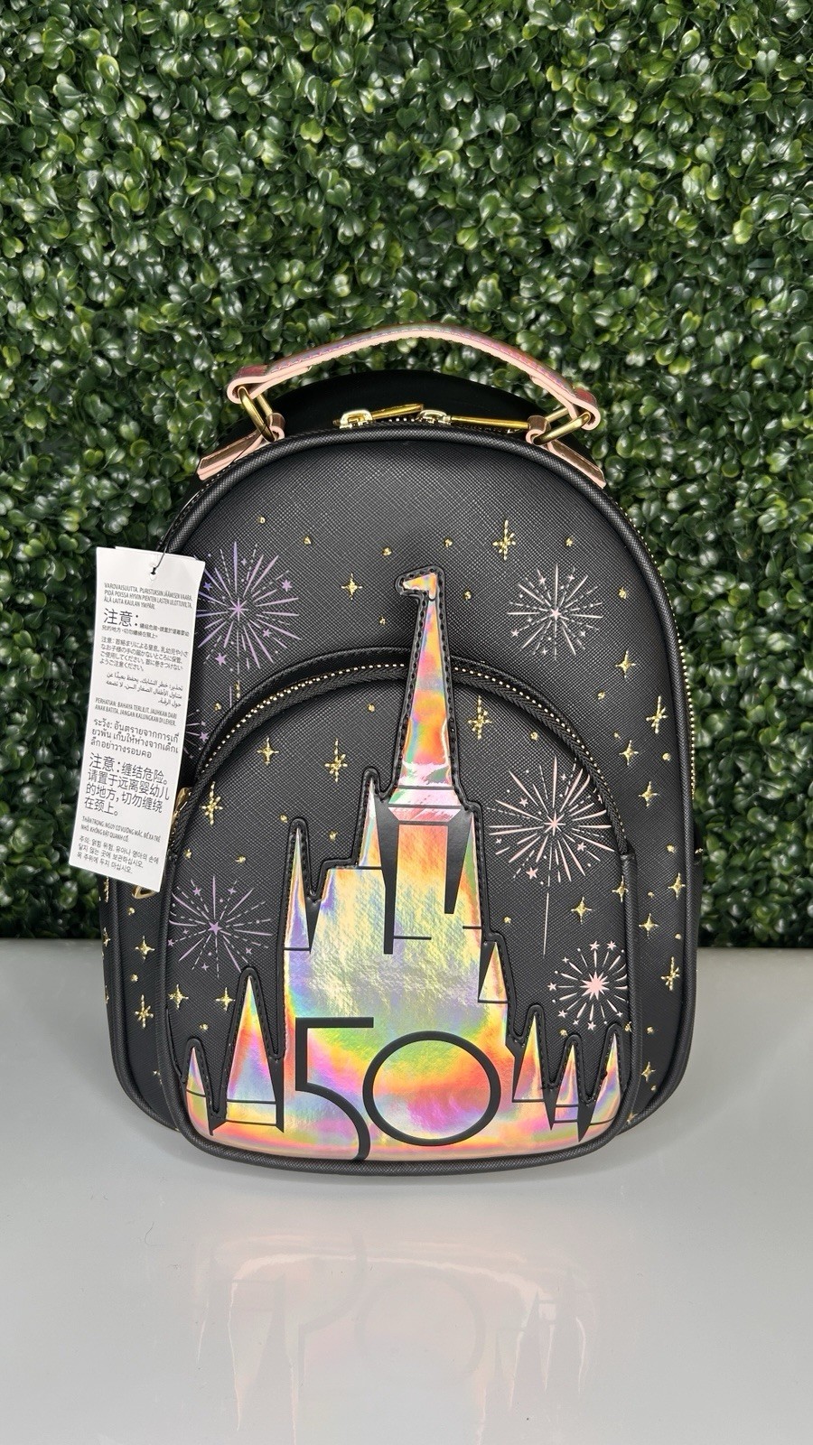 Disney Parks Loungefly WDW 50th Castle Mini Backpack NWT Holographic 2023