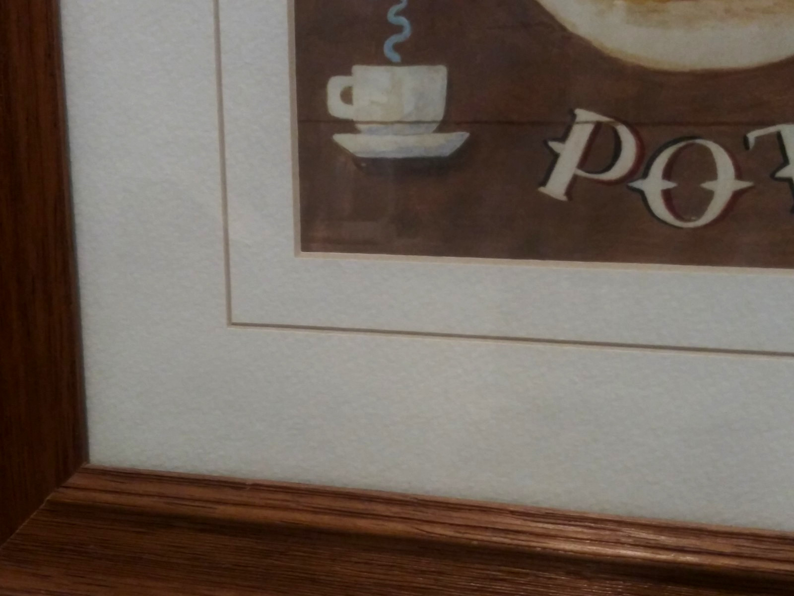 Coffee Themed Wall art "THE COFFEE POT " wood framed w/glass wall hanging 15x15