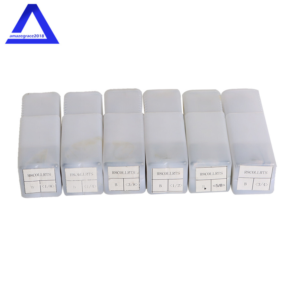 6Pcs 1/8" 1/4" 3/8" 1/2" 5/8" 3/4" Precision R8 Collet Set Mill Chuck Holder Kit