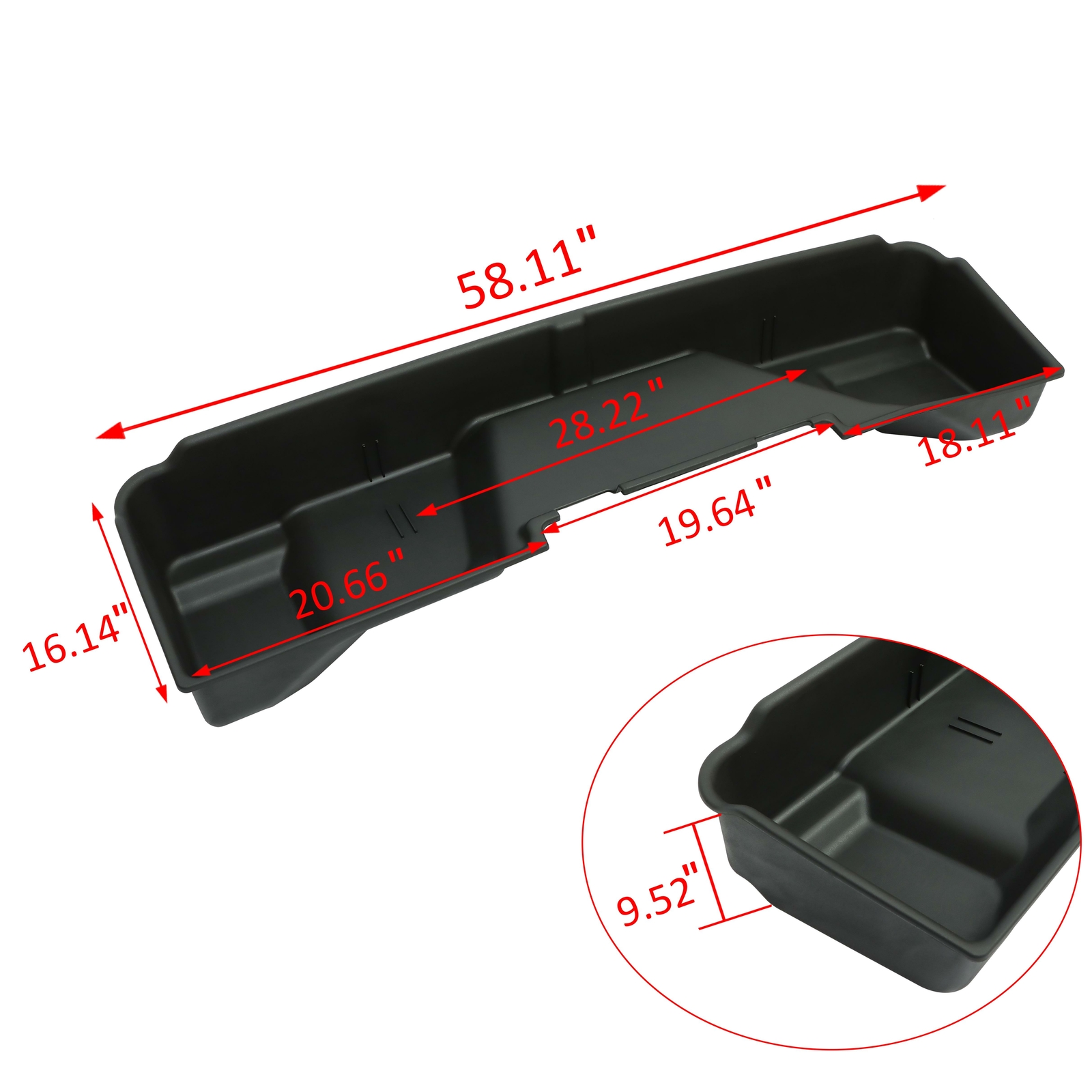 Black Under Seat Storage Box For Chevy GMC Silverado Sierra Extended Cab 2007-13