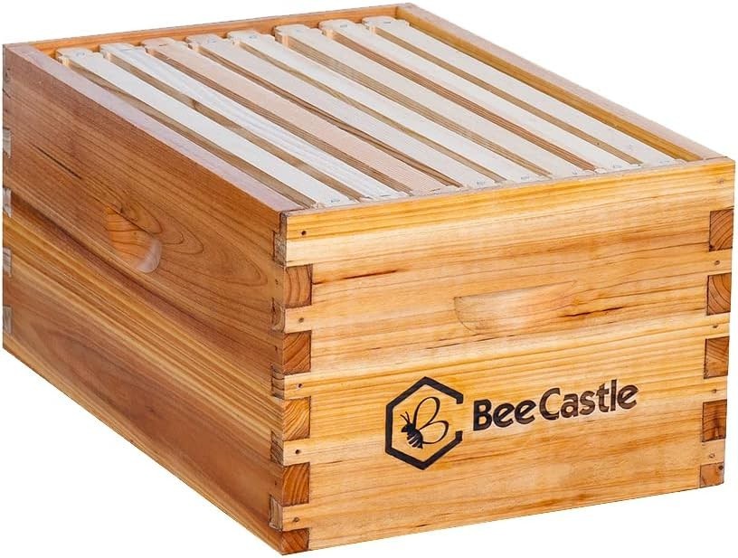 Heavy Wax Coated 8 Frame Langstroth Beehive Setup with Easy Assembly