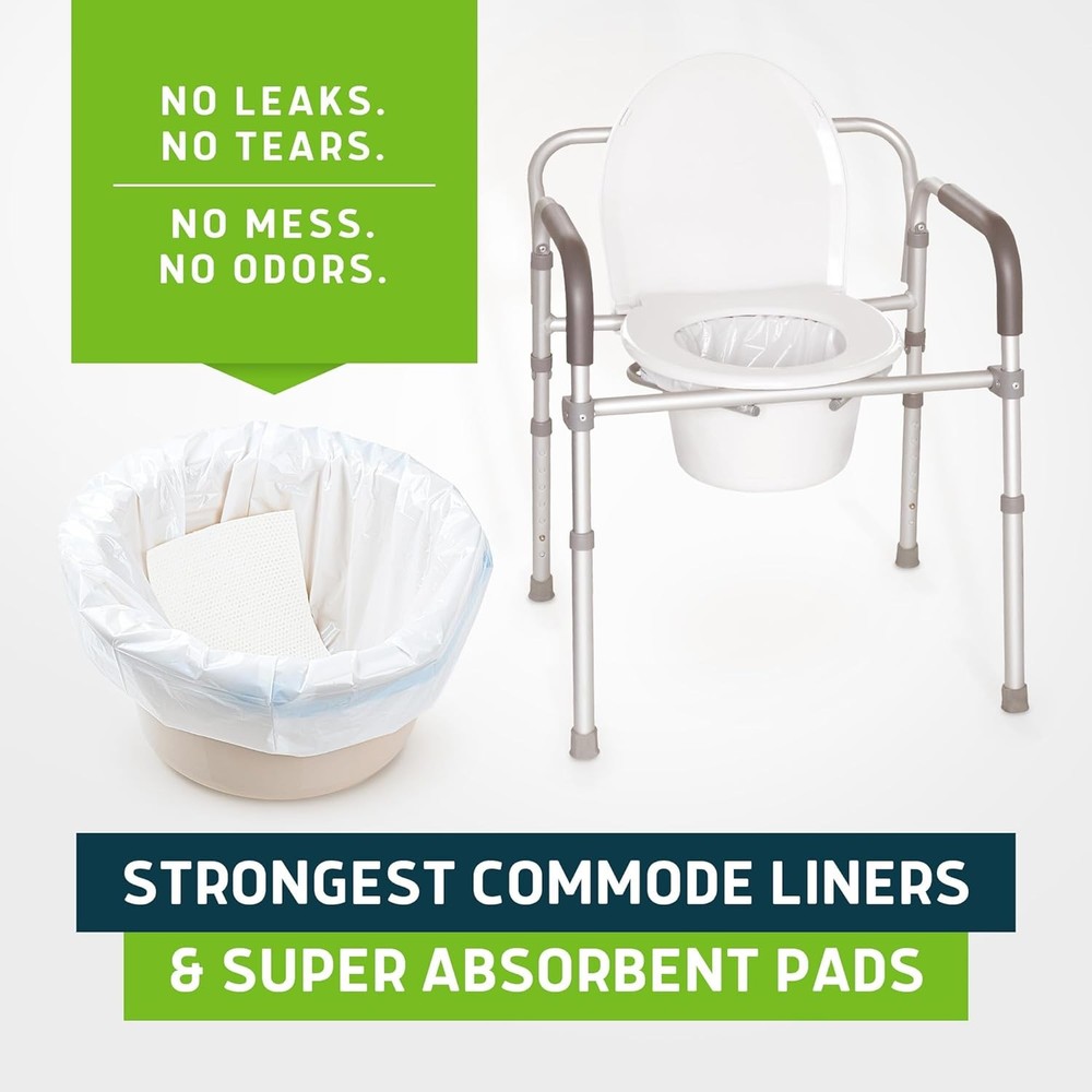 Commode Liners with Absorbent Pads 150 Count Universal Fit Liners and Pads for A