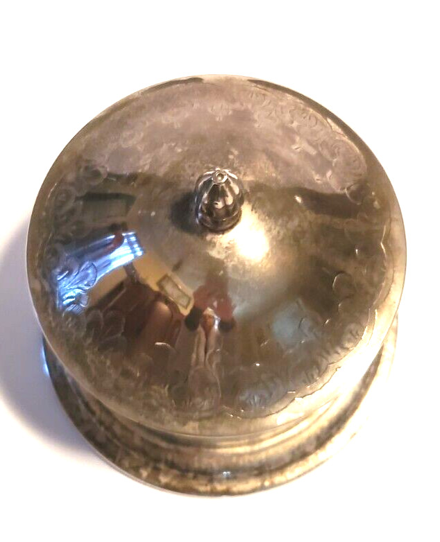 Vintage Silverplated Floral Etched Covered Biscuit Box Made in India Decorative