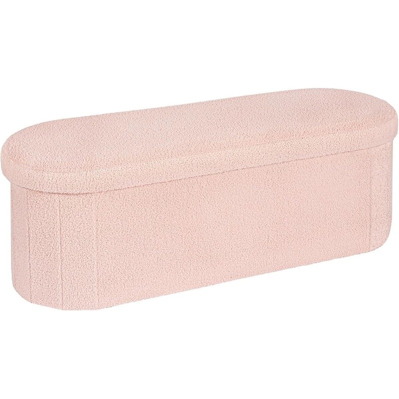 Folding Storage Ottoman Soft Boucle Bench Comfortable Multiuse 600lbs Capacity