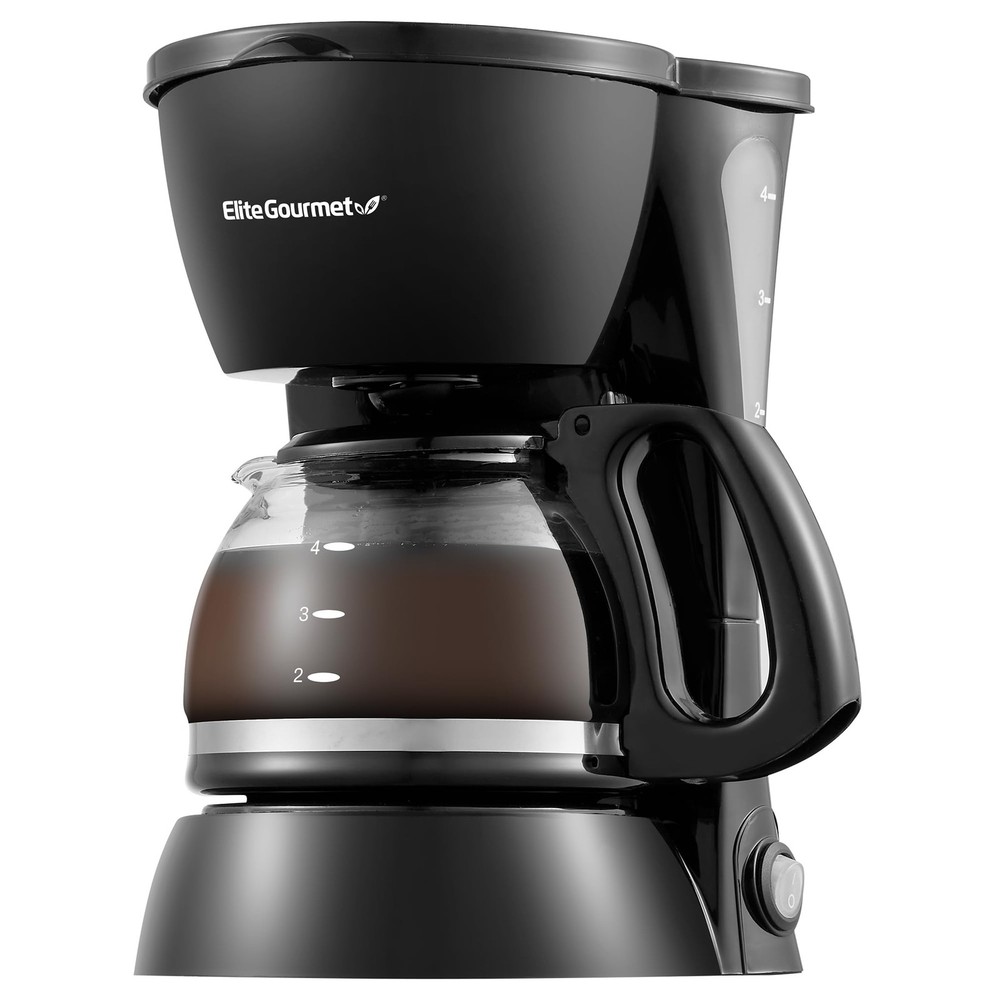 Automatic 4-Cup Coffee Maker with Glass Carafe, Reusable Filter, and Keep Warm
