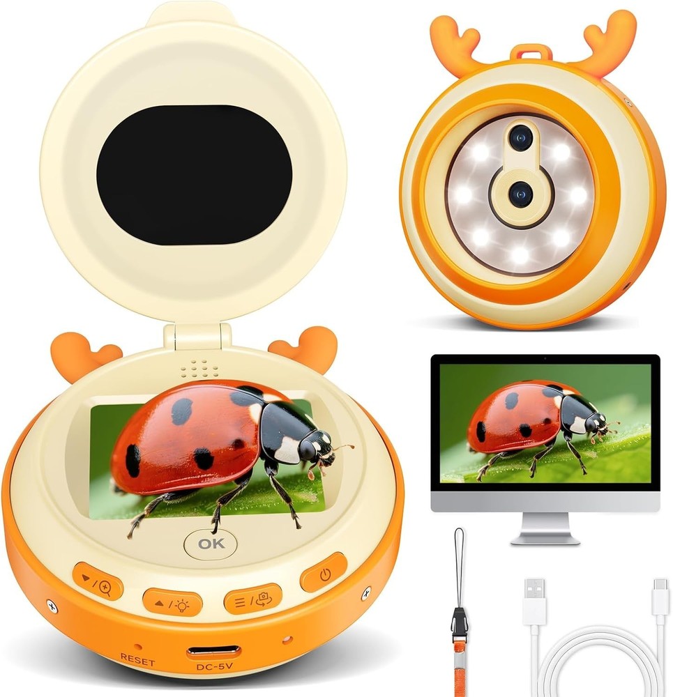 Kids Microscope and Camera, 1000X Magnification with 2.0" HD Screen, Portable...