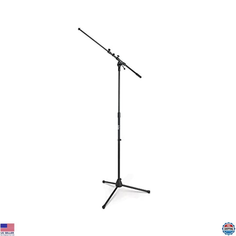 On-Stage MS7701TB Black Telescoping Euro Boom Microphone Stand - Adjustable &