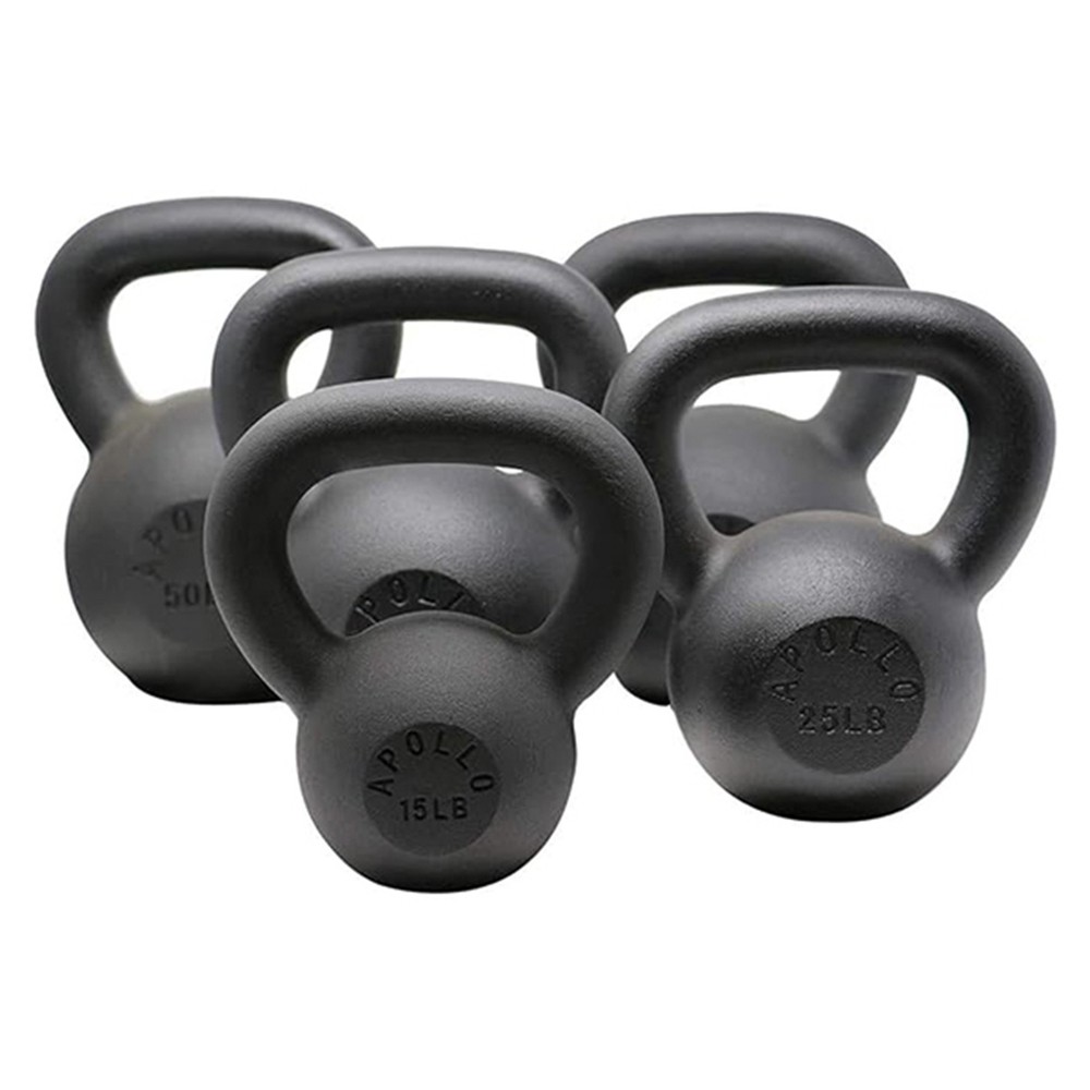 5 - 50LB Solid Cast Iron Kettlebell Heavy Duty Strength Training Home Flat Base