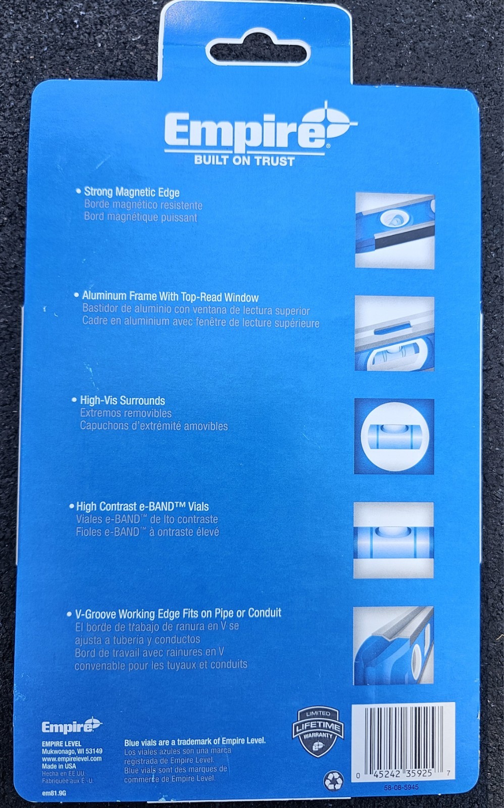 Empire 9" Magnetic Torpedo Level Pack Of 2 Levels, Blue EM81.9G, New