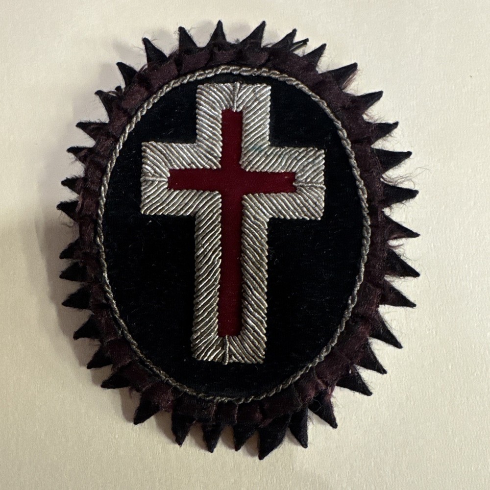 Masonic Knights Templar Chapeau Rosette Cross Patch