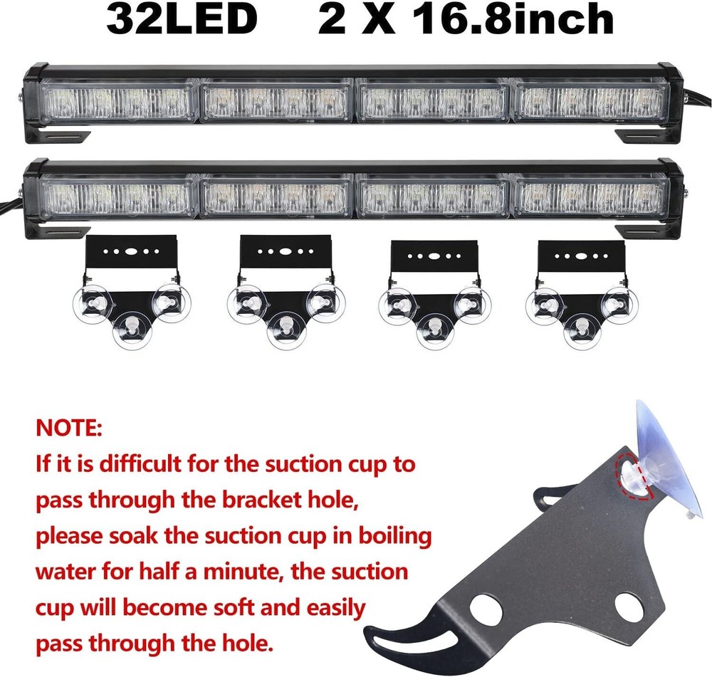 2x16.8” LED Emergency Strobe Light Bar with 32 Patterns for Maximum Visibility