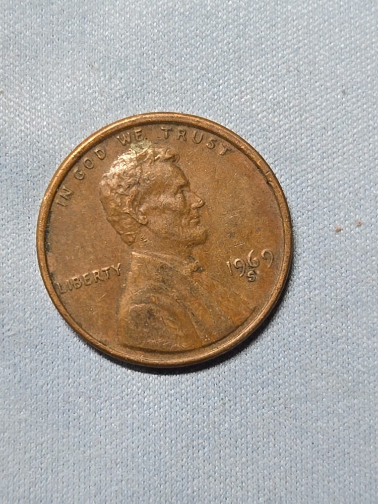 1969 S Lincoln penny with a missing FG error
