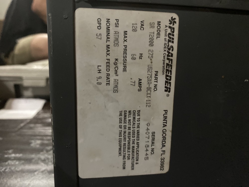 PULSAFEEDER MEC-O-MATIC Programmable Misting Diaphragm Metering Pump SR T2000