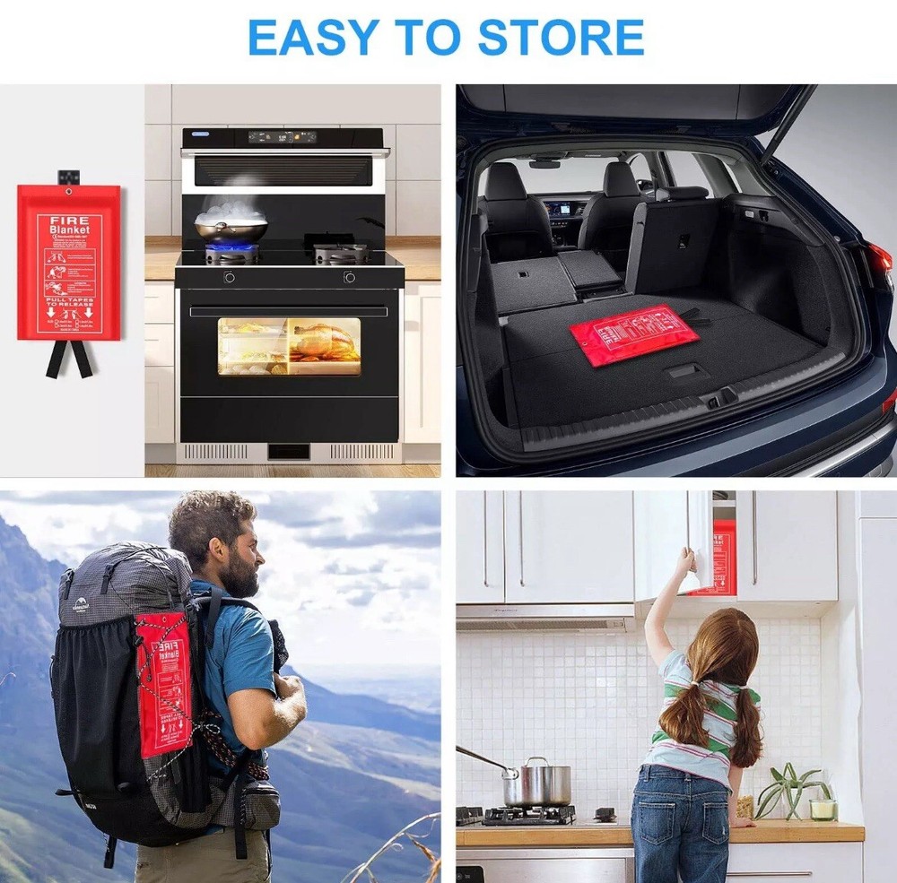 Emergency Fire Blanket for Kitchen and Home, 2 Pack