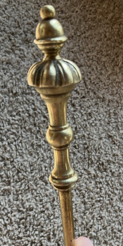 Fireplace Tool Set Vintage Brass. 4 Tools + Stand