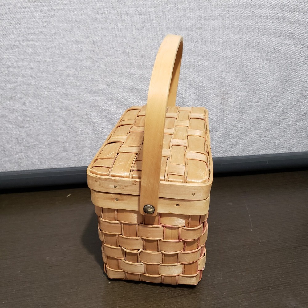 Rectangular Woven Cover Basket with flexible One Handle 6"H x9"W x 5"D