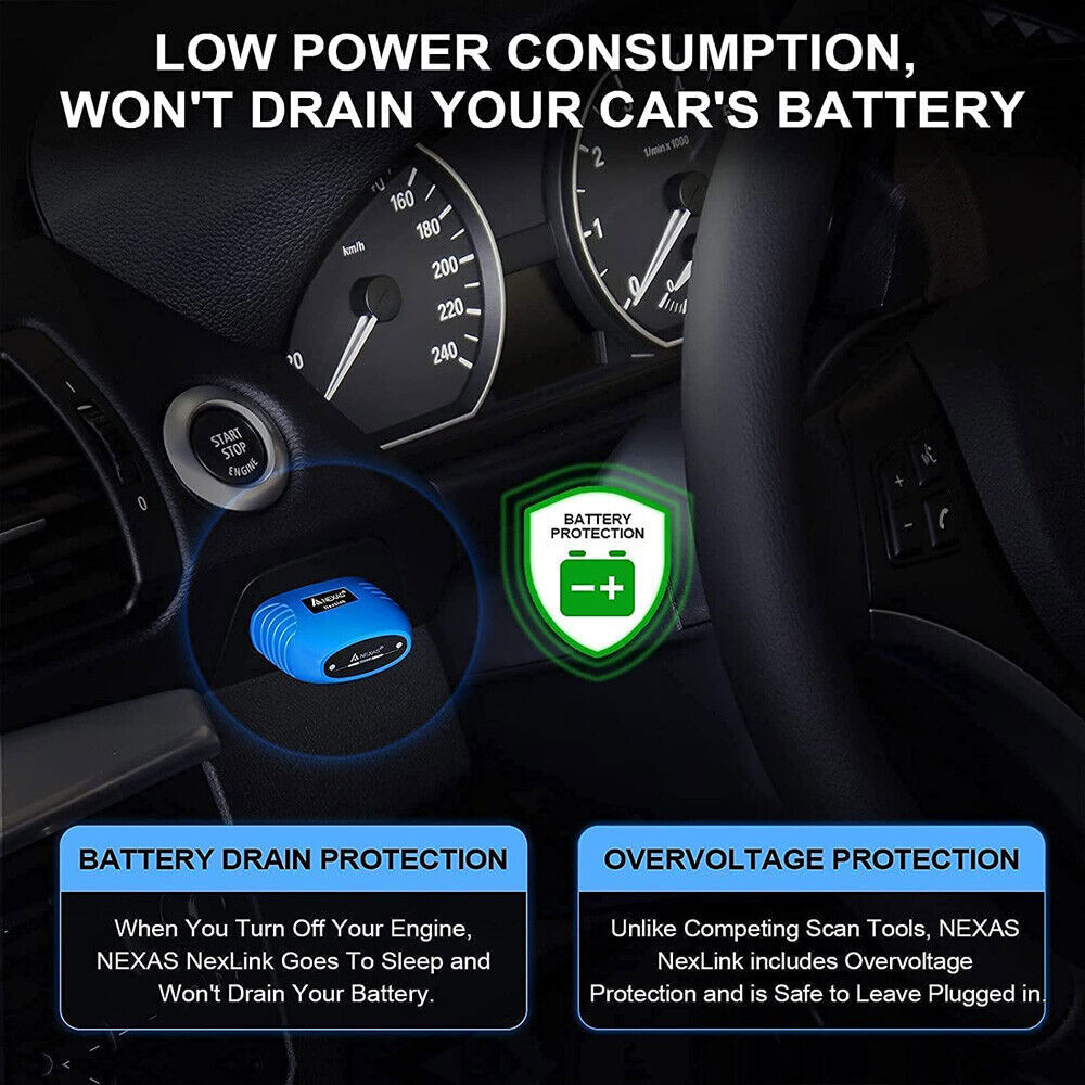 NEXAS NexLink Bluetooth 5.0 OBD2 EOBD Diagnostic Tool Scanner for iOS Android