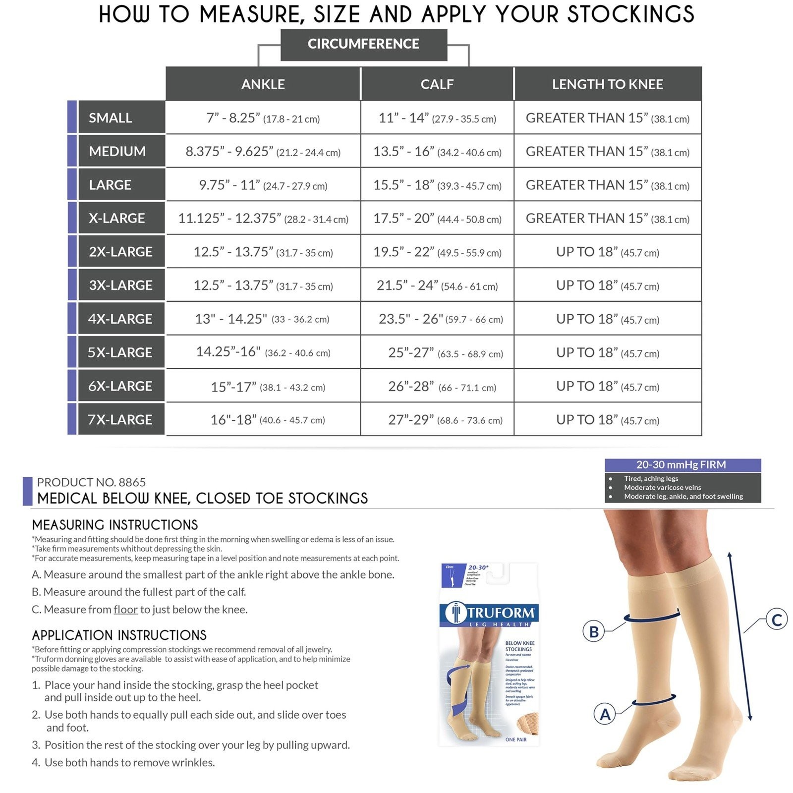 Truform 20-30 mmHg Compression Stockings for Men and Women, Knee High Length,...