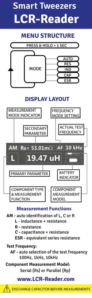 LCR-Reader Basic LCR- and ESR-meter with Spare Bent Probes