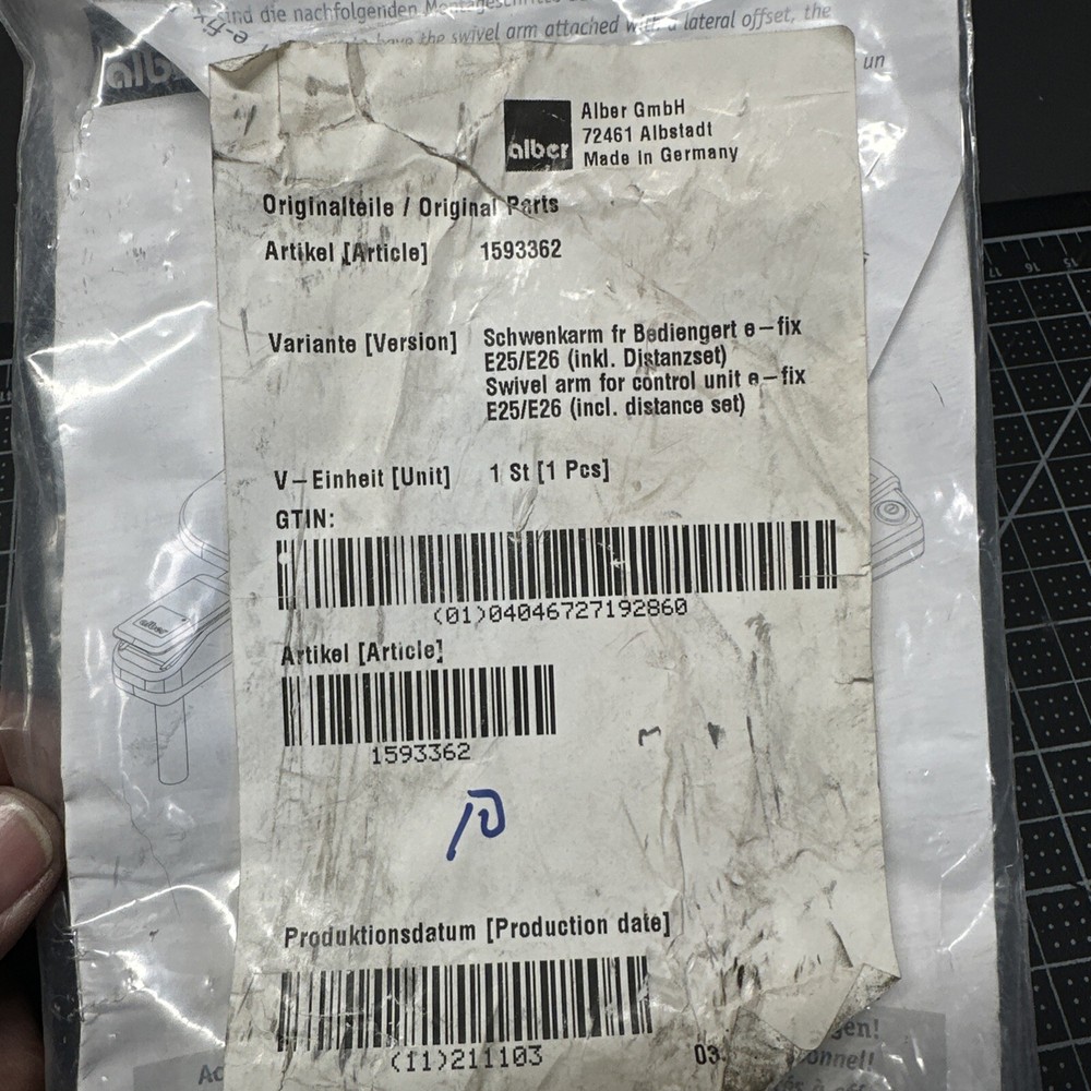 Alber E25/26 E-Fix Swivel arm For Control Unit