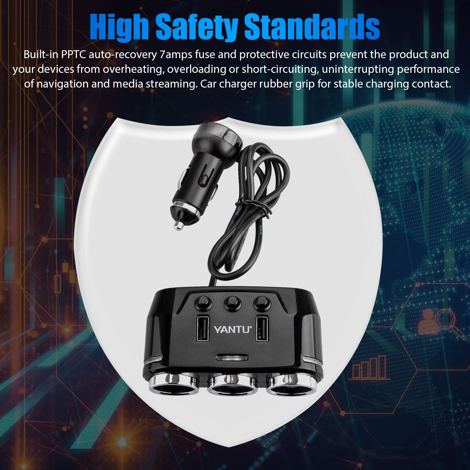 3 Way Multi Car Cigarette Lighter Socket Extension Splitter USB Charger DC 12V