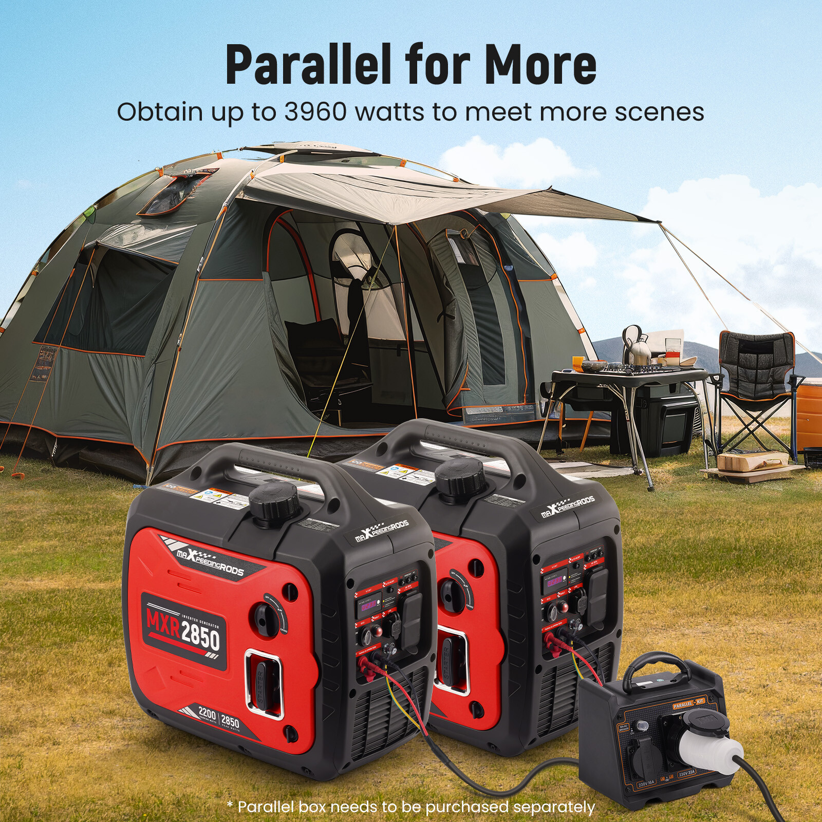 Portable Gas-Powered Inverter Generator 2850W 120V Super Quiet For Camping