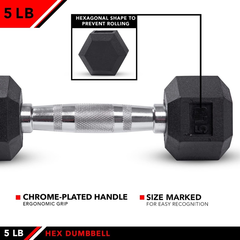 JFIT Rubber Hex Dumbbell