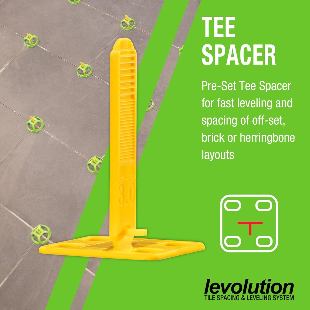 Levolution Pro Tee Spacer 1/8", Tile Leveling & Spacing System for Lippage Co...