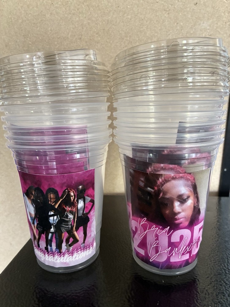 Customizable Disposable Plastic Cups with Lids (10)