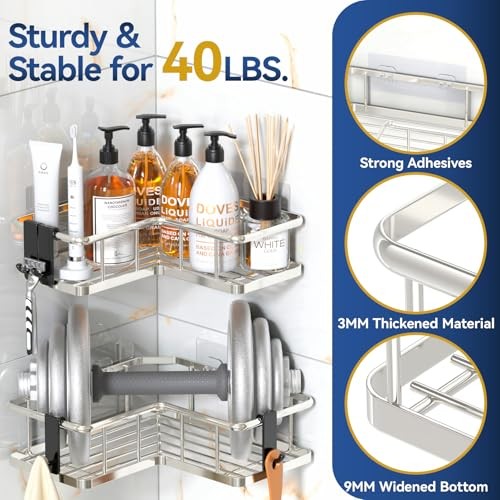 Shower Caddy Corner, 5-Pack Shower Caddy Organizer with 4 5pack Silver