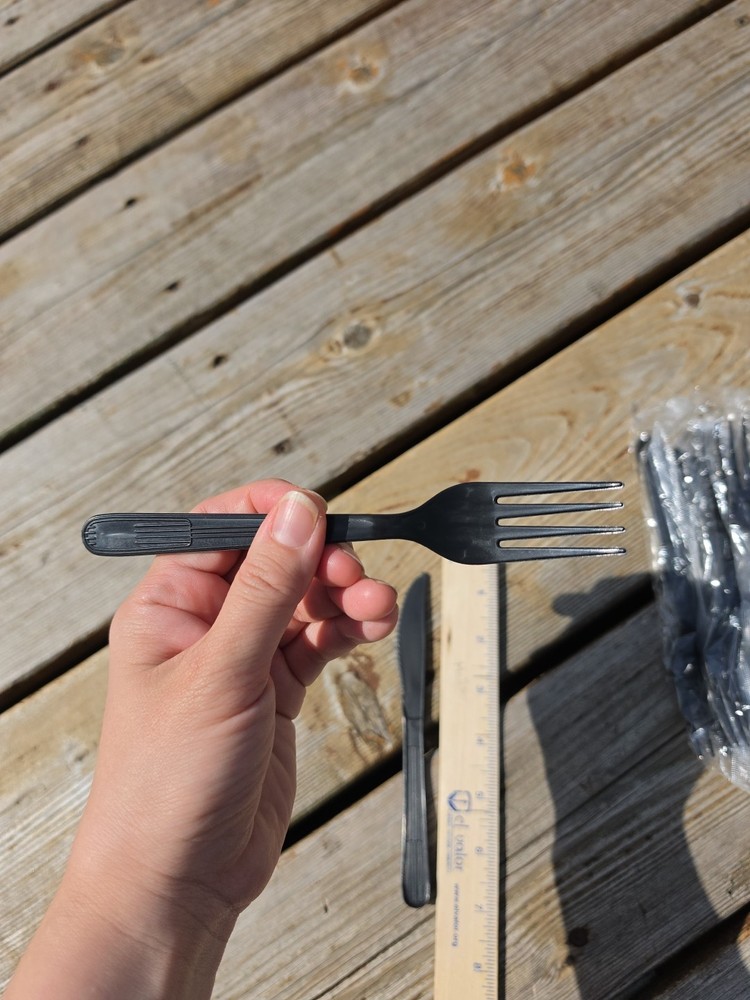 Individually Wrapped Black Heavy Weight Plastic Fork + Knife Set